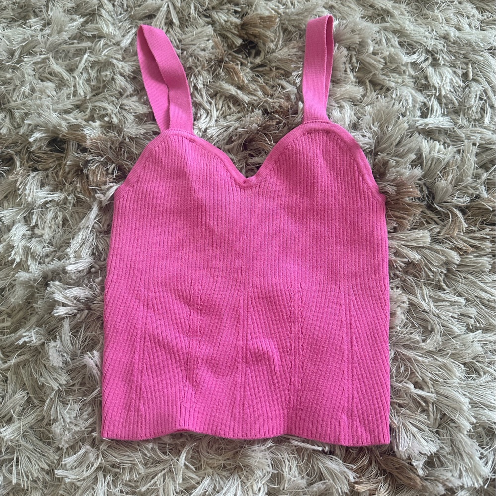 Pink Ribbed Tank Top